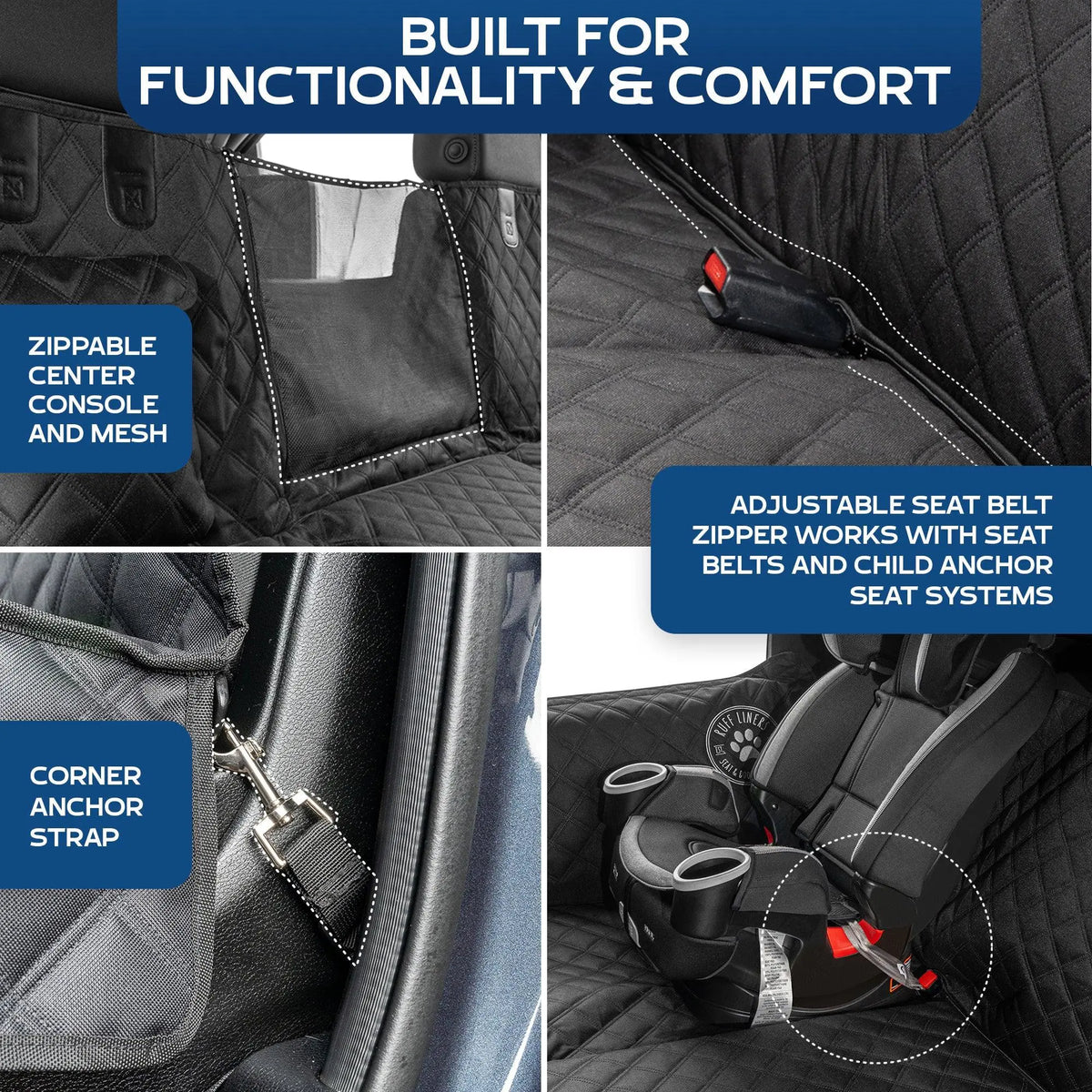Hard Bottom Backseat Extender for Dogs with Door Protection