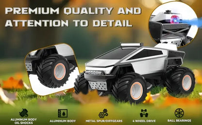 RC Toy Car 1:12 Scale – 4WD Monster Truck Style with LED Lights & Music, All-Terrain Off-Road Pickup with 2.4GHz Remote Control Truck , Ideal Christmas Gift for Kids 6 and Up Boys and Girls cyber Metal Shell Off-Road RC Truck Brushless Rc Cars