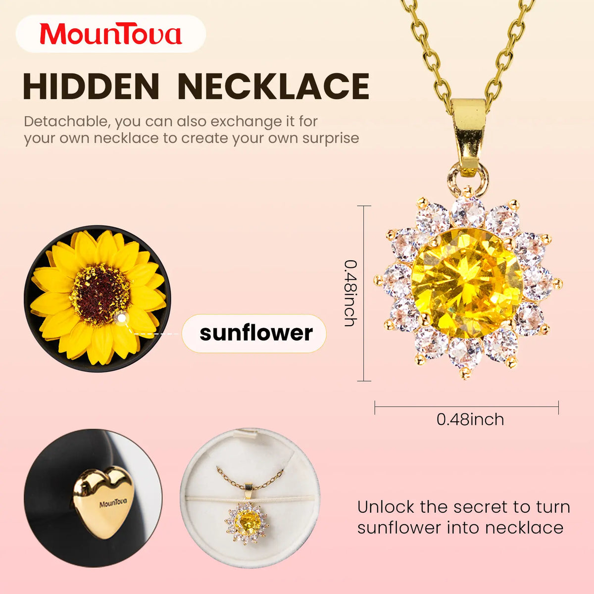 Lucky Sunflower Bear Necklace & Gift Box Set for Her