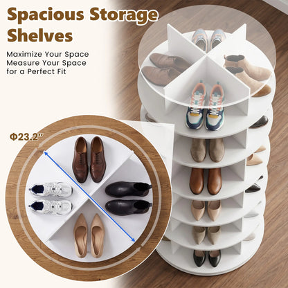Sweetcrispy S - Rotating Shoe Rack Tower, Spinning Shoe Display Lazy Susan, Revolving 360 Shoe Rack Storage Round Carousel, Vertical Handbag Rotate Shoes Closet Organization