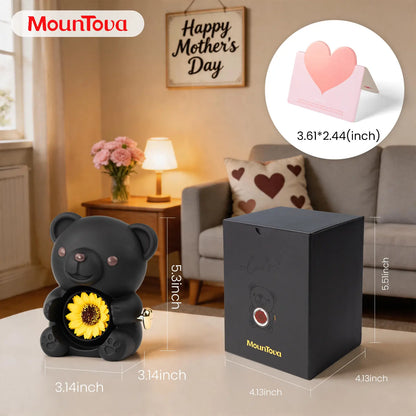 Lucky Sunflower Bear Necklace & Gift Box Set for Her