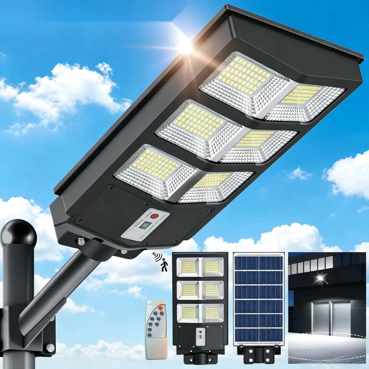 Solar Street Light Outdoor 3 Modes LED Motion Sensor Security Wall Lamp IP65