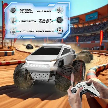 RC Toy Car 1:12 Scale – 4WD Monster Truck Style with LED Lights & Music, All-Terrain Off-Road Pickup with 2.4GHz Remote Control Truck , Ideal Christmas Gift for Kids 6 and Up Boys and Girls cyber Metal Shell Off-Road RC Truck Brushless Rc Cars
