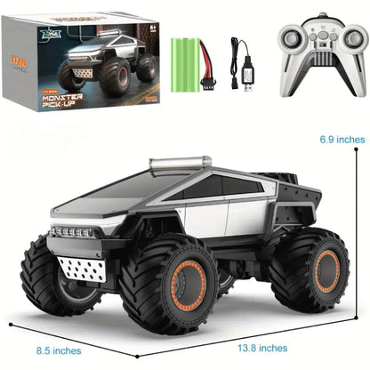 RC Toy Car 1:12 Scale – 4WD Monster Truck Style with LED Lights & Music, All-Terrain Off-Road Pickup with 2.4GHz Remote Control Truck , Ideal Christmas Gift for Kids 6 and Up Boys and Girls cyber Metal Shell Off-Road RC Truck Brushless Rc Cars