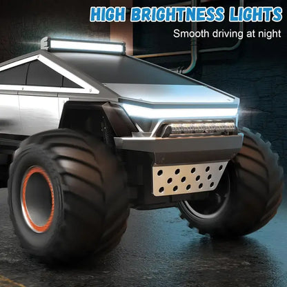 RC Toy Car 1:12 Scale – 4WD Monster Truck Style with LED Lights & Music, All-Terrain Off-Road Pickup with 2.4GHz Remote Control Truck , Ideal Christmas Gift for Kids 6 and Up Boys and Girls cyber Metal Shell Off-Road RC Truck Brushless Rc Cars