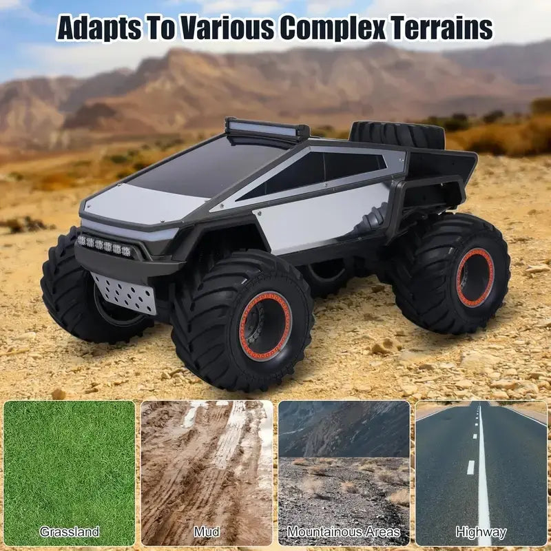 RC Toy Car 1:12 Scale – 4WD Monster Truck Style with LED Lights & Music, All-Terrain Off-Road Pickup with 2.4GHz Remote Control Truck , Ideal Christmas Gift for Kids 6 and Up Boys and Girls cyber Metal Shell Off-Road RC Truck Brushless Rc Cars