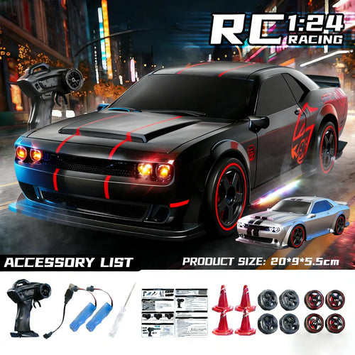 1:24 Full Proportional Throttle Electric RC Racing Car Model - Fast Remote Controlled Toy