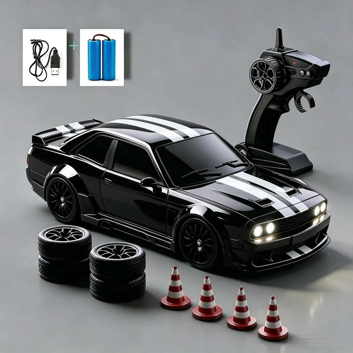 1:24 Full Proportional Throttle Electric RC Racing Car Model - Fast Remote Controlled Toy