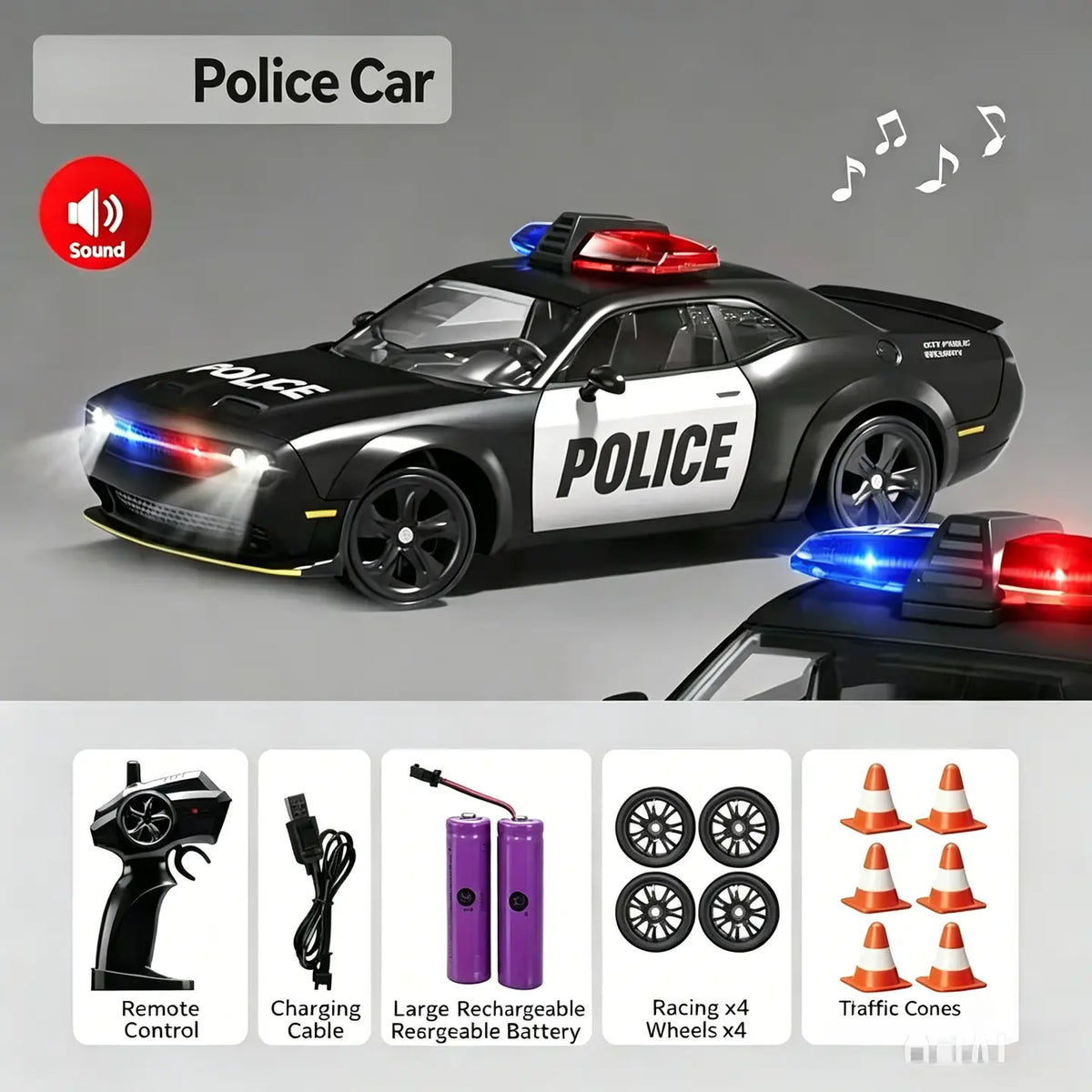 1:24 Full Proportional Throttle Electric RC Racing Car Model - Fast Remote Controlled Toy