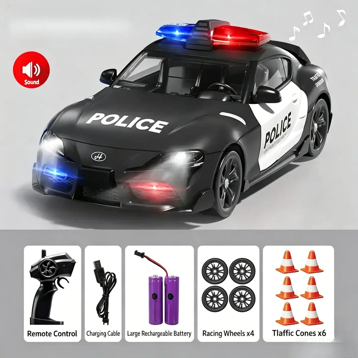 1:24 Full Proportional Throttle Electric RC Racing Car Model - Fast Remote Controlled Toy