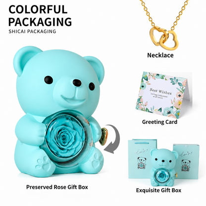 Lucky Sunflower Bear Necklace & Gift Box Set for Her