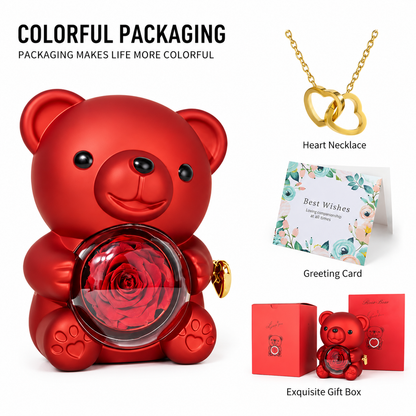 Lucky Sunflower Bear Necklace & Gift Box Set for Her