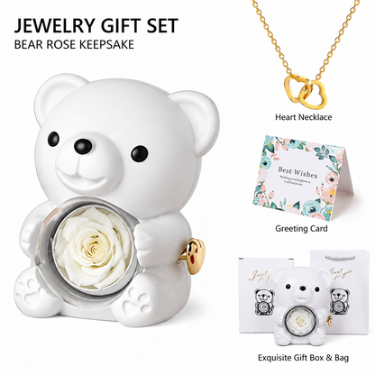 Lucky Sunflower Bear Necklace & Gift Box Set for Her